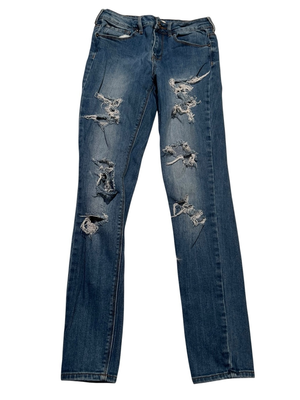 Bullhead Women's Juniors Size 5 High Rise Skinniest Jean Medium Wash Distressed